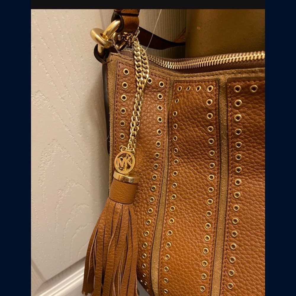 Michael Kors Tan Leather Shoulder Bag with Gold Accents